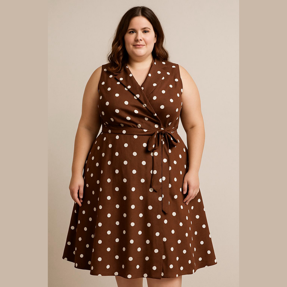 Jessica Howard Brown Polka Dot Midi Dress